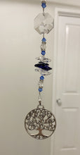 Load image into Gallery viewer, Tree of Life crystal Suncatcher decorated with amethyst gemstones CH505
