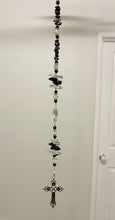 Load image into Gallery viewer, Cross crystal Suncatcher decorated with snowflake obsidian gemstones CH509
