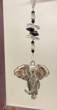 Load image into Gallery viewer, Elephant crystal Suncatcher decorated with snowflake obsidian gemstones CH511
