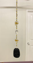 Load image into Gallery viewer, Obsidian carved Dragon Suncatcher decorated with crystals and amethyst gemstones CH512
