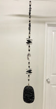 Load image into Gallery viewer, Obsidian carved Dragon Suncatcher decorated with crystals and snowflake obsidian gemstones CH513
