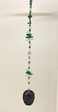 Load image into Gallery viewer, Obsidian carved Goddess Suncatcher decorated with crystals and malachite gemstones CH516
