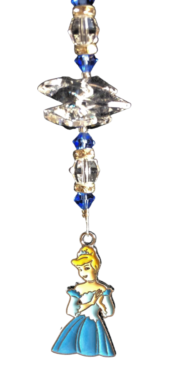 Disney Princess - Cinderella suncatcher, decorated with blue lace agate gemstone