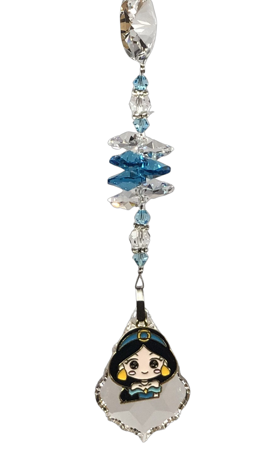 Aladdin Jasmine - crystal suncatcher, decorated with 50mm starburst crystal turquoise gemstone