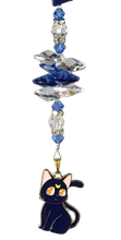 Load image into Gallery viewer, Luna - Sailor Moon cat suncatcher, decorated with lapis lazuli gemstone
