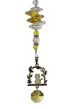 Load image into Gallery viewer, Cat Crystal Suncatcher decorated with citrine gemstones CH33
