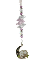 Load image into Gallery viewer, Cat Crystal Suncatcher decorated with rose quart gemstones CH34
