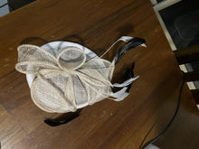 Load image into Gallery viewer, Stunning White, Cream &amp; Black Fascinator FS172
