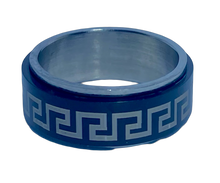 Load image into Gallery viewer, Fidget ring - Black pattern spinner. Sizes 6, 7, 8, 9, 10, 11, 12, 13. FR129
