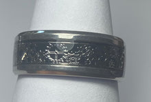 Load image into Gallery viewer, Stainless Steel -Silver with black pattern size 6, 7, 8, 9, 10, 11, 12, 13 RW202

