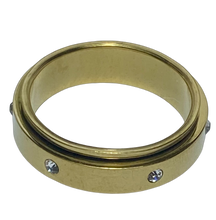 Load image into Gallery viewer, Fidget ring - Gold sparkle spinner.   Sizes 6, 7, 8, 9, 10, 11. FR116
