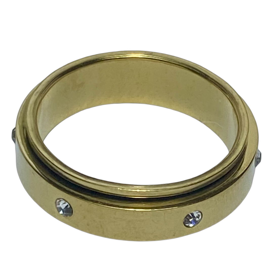 Fidget ring - Gold sparkle spinner.   Sizes 6, 7, 8, 9, 10, 11. FR116