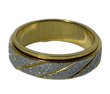 Load image into Gallery viewer, Fidget ring - gold and silver glitter spinner. Sizes 6, 7, 8, 9, 10, 11, 12. FR79 measures approx. 6mm
