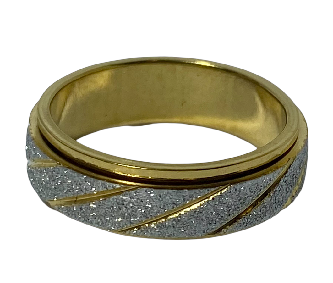 Fidget ring - gold and silver glitter spinner. Sizes 6, 7, 8, 9, 10, 11, 12. FR79 measures approx. 6mm