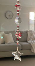 Load image into Gallery viewer, Crystal Star Suncatcher decorated with garnet gemstones CH457

