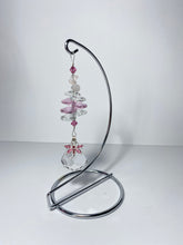 Load image into Gallery viewer, Dragonfly crystal &amp; rose quartz gemstone suncatcher on stand SH10
