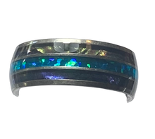 Load image into Gallery viewer, Stainless Steel -Silver with blue &amp; purple shell  size 6, 7, 8, 9, 10, 11, 12, 13 RW212
