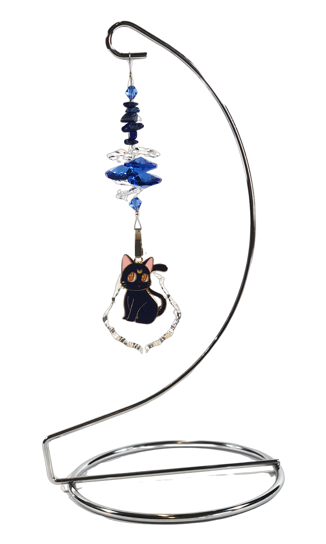 Sailor Moon - Luna crystal suncatcher is decorated with lapis Lazuli gemstones and come on this amazing stand.