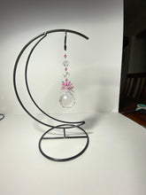 Load image into Gallery viewer, Butterfly crystal with rose quartz gemstone hanging on a stand SH9

