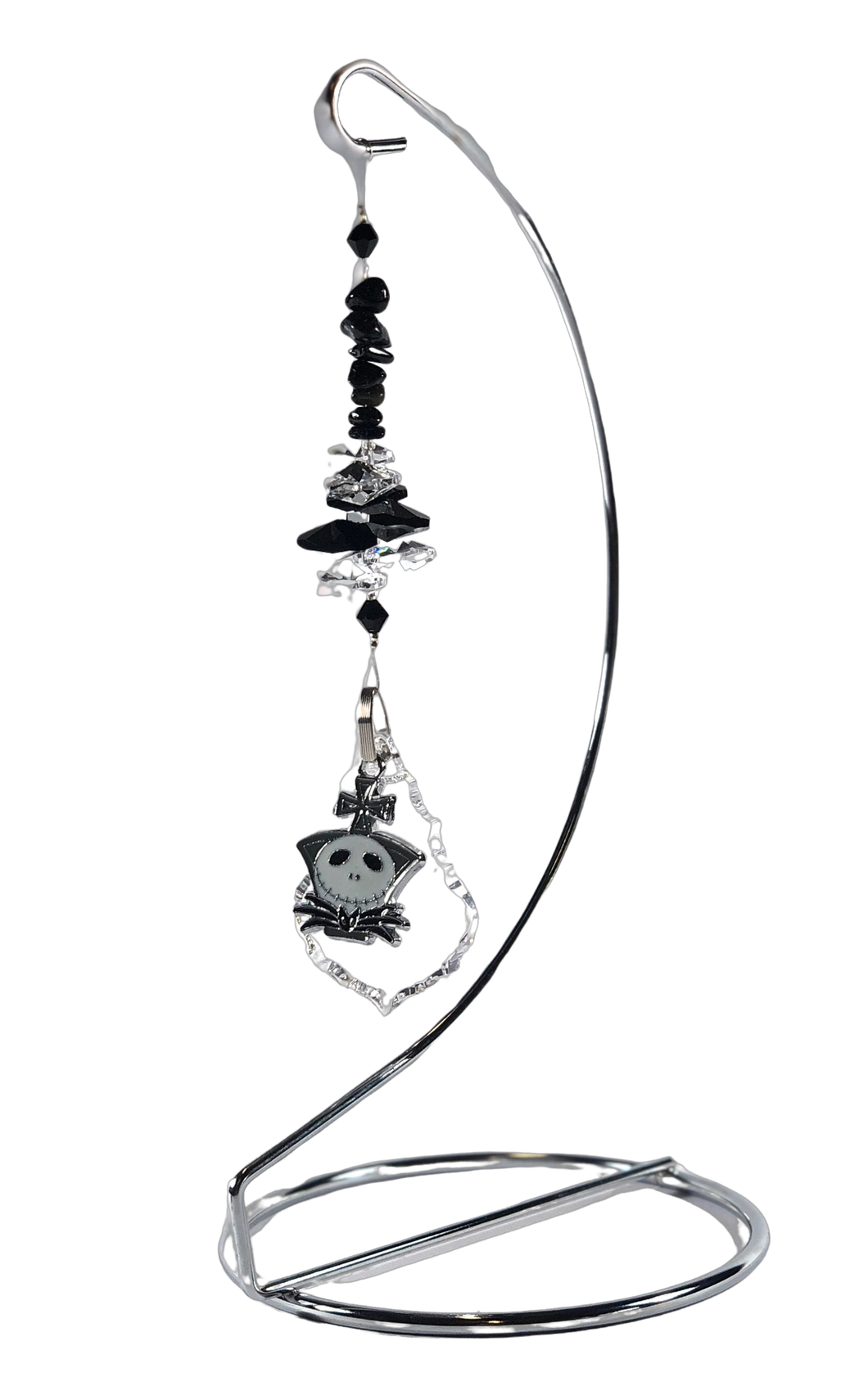 A Nightmare Before Christmas - Jack crystal suncatcher is decorated with snowflake obsidian gemstones and come on this amazing stand.