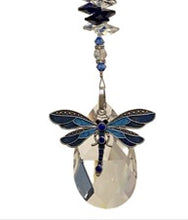 Load image into Gallery viewer, Deluxe Blue Dragonfly Crystal Suncatcher decorated with lapis lazuli gemstones CH354
