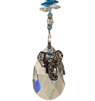 Load image into Gallery viewer, Deluxe Elephant Crystal Suncatcher decorated with turquoise gemstones CH348
