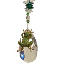 Load image into Gallery viewer, Deluxe Frog Crystal Suncatcher decorated with Peridot gemstones CH357
