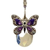 Load image into Gallery viewer, Deluxe Purple Butterfly Crystal Suncatcher decorated with amethyst gemstones CH339
