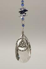 Load image into Gallery viewer, Deluxe Triquetra Crystal Suncatcher decorated with lapis lazuli gemstones CH360
