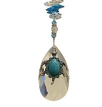 Load image into Gallery viewer, Deluxe Turtle Crystal Suncatcher decorated with turquoise gemstones CH350
