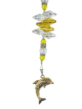Load image into Gallery viewer, Dolphin Crystal Suncatcher decorated with citrine gemstones CH37
