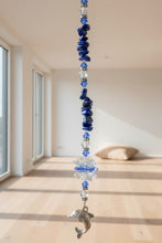 Load image into Gallery viewer, Dolphin Crystal Suncatcher decorated with lapis lazuli gemstones CH149
