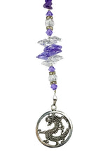 Load image into Gallery viewer, Dragon Crystal Suncatcher decorated with amethyst gemstones CH21

