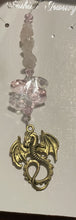 Load image into Gallery viewer, Dragon Suncatcher decorated with rose quartz gemstones CH317
