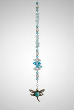 Load image into Gallery viewer, Dragonfly Crystal Suncatcher decorated with Aquamarine gemstones CH55
