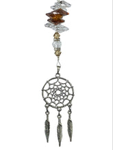 Load image into Gallery viewer, Dreamcatcher Crystal Suncatcher decorated with malachite gemstones CH49
