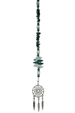 Load image into Gallery viewer, Dreamcatcher Crystal Suncatcher decorated with malachite gemstones CH49
