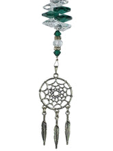 Load image into Gallery viewer, Dreamcatcher Crystal Suncatcher decorated with malachite gemstones CH49
