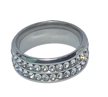 Load image into Gallery viewer, Stainless Steel - Silver sparkle ring.  Sizes  5.5, 7, 8, 9, 10, 11, 12.5, 14. RW236
