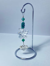 Load image into Gallery viewer, Dad crystal &amp; malachite gemstone suncatcher on a small stand  SH92
