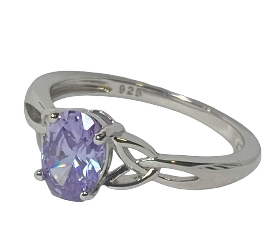 Sterling Silver - Purple Celtic ring.  Sizes  4, 9, 11.  SS232