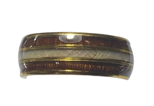 Load image into Gallery viewer, Stainless Steel -Gold with wood &amp; mother of pearl shell  size 7, 8, 9, 10, 11, 12    RW213
