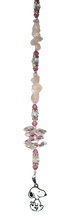Load image into Gallery viewer, Charlie Brown Snoopy crystal suncatcher, decorated with rose quartz gemstone
