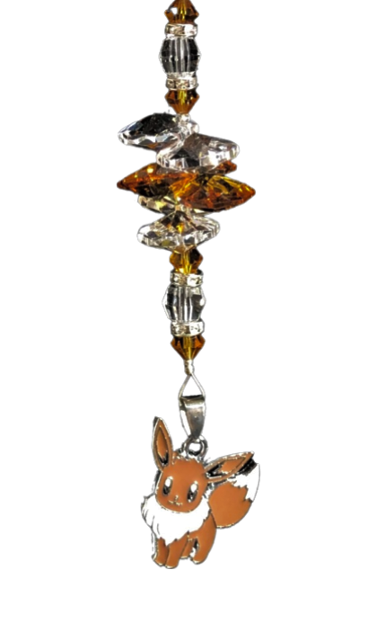 Eevee-  Pokémon suncatcher, decorated with carnelian gemstone