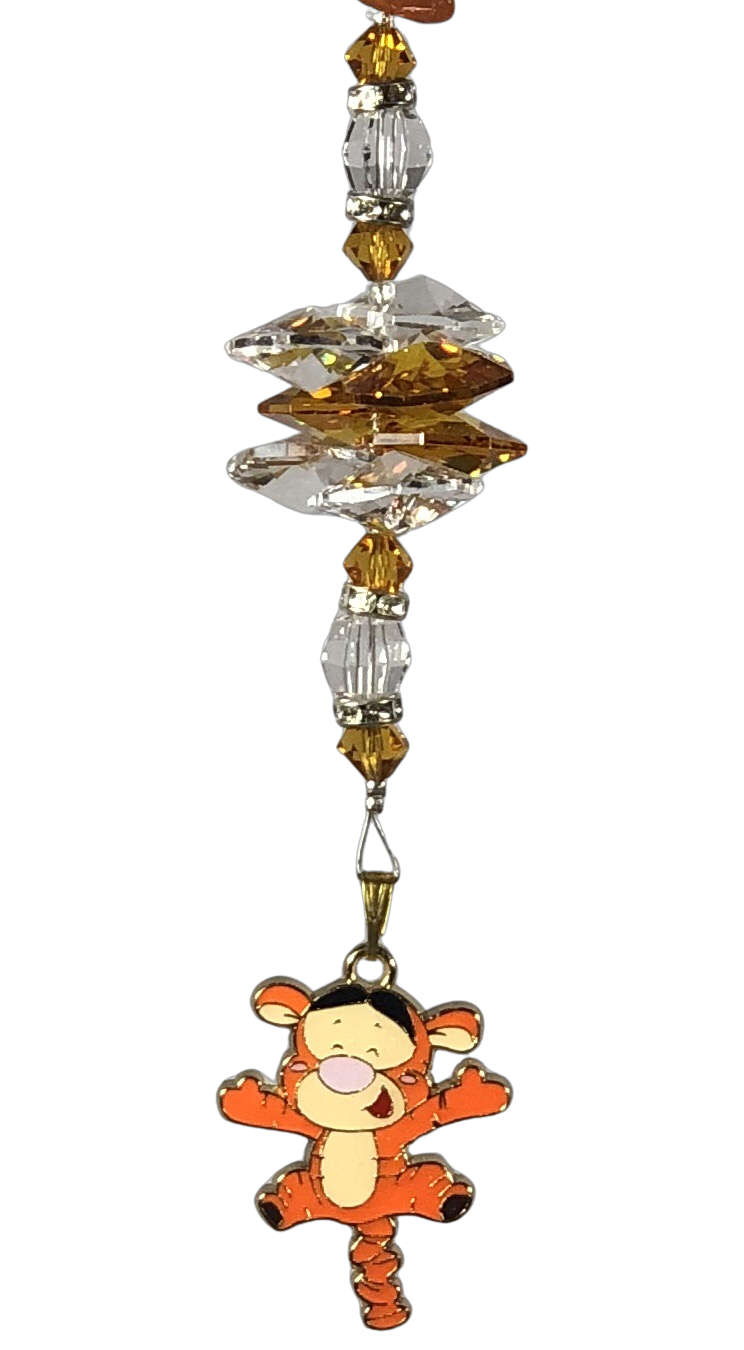 Winnie The Pooh Tigger suncatcher, decorated with carnelian gemstone