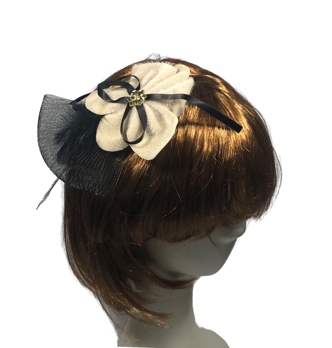 Stunning Beige & Black Fascinator     (FS112)