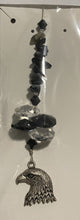 Load image into Gallery viewer, Eagle Suncatcher decorated with snowflake obsidian gemstones CH292
