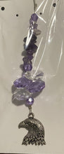 Load image into Gallery viewer, Eagle Suncatcher decorated with snowflake obsidian gemstones CH292
