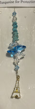 Load image into Gallery viewer, Eiffel tower Suncatcher decorated with turquoise gemstones CH303
