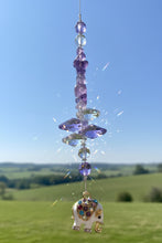 Load image into Gallery viewer, Elephant Suncatcher decorated with amethyst gemstones CH260
